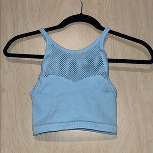 Out from Under Light Blue Knit Crop Top